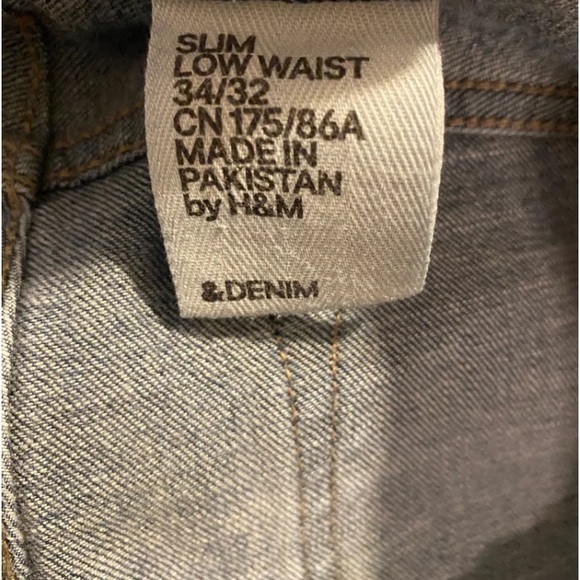 H&M & Denim Slim Low Waist Button Fly Jeans 34X32 - Picture 6 of 9
